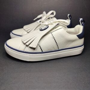 G/FORE Kiltie Disruptor Women's Lace Up White Navy Pebbled Leather Golf Shoe 11